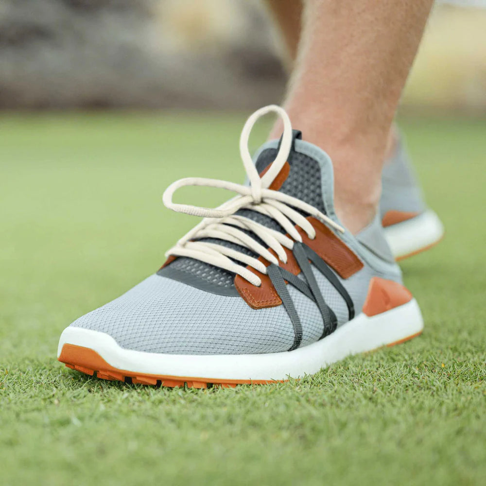 Olukai Men's Kapalua Golf Shoes- Pale Moss/ Molten Orange