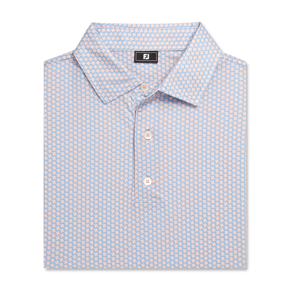 FootJoy Houndstooth Geo Lisle Polo- Blue Jay