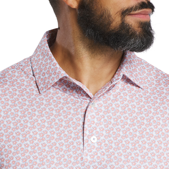 FootJoy FLoral Sketch Lisle Polo- Orange/White