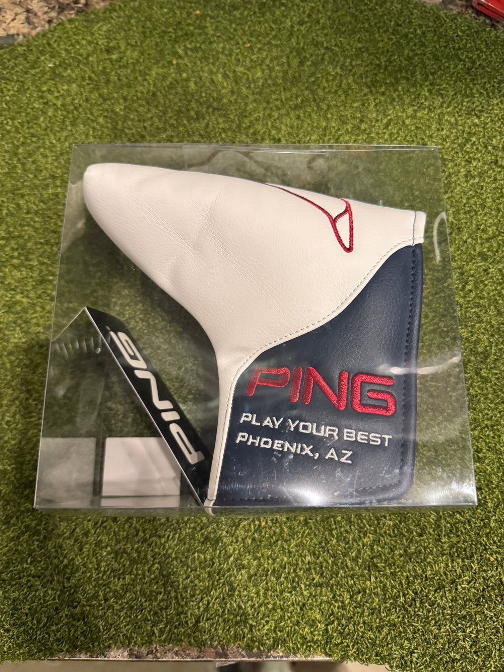 Ping Japana Mr. Ping Man Blade Putter Cover- White/Navy- New