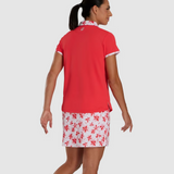 FootJoy Women's Floral Trim Short Sleeve Polo- Red