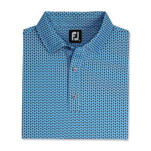 FootJoy Loop Print Lisle Polo- Black/French Blue/White